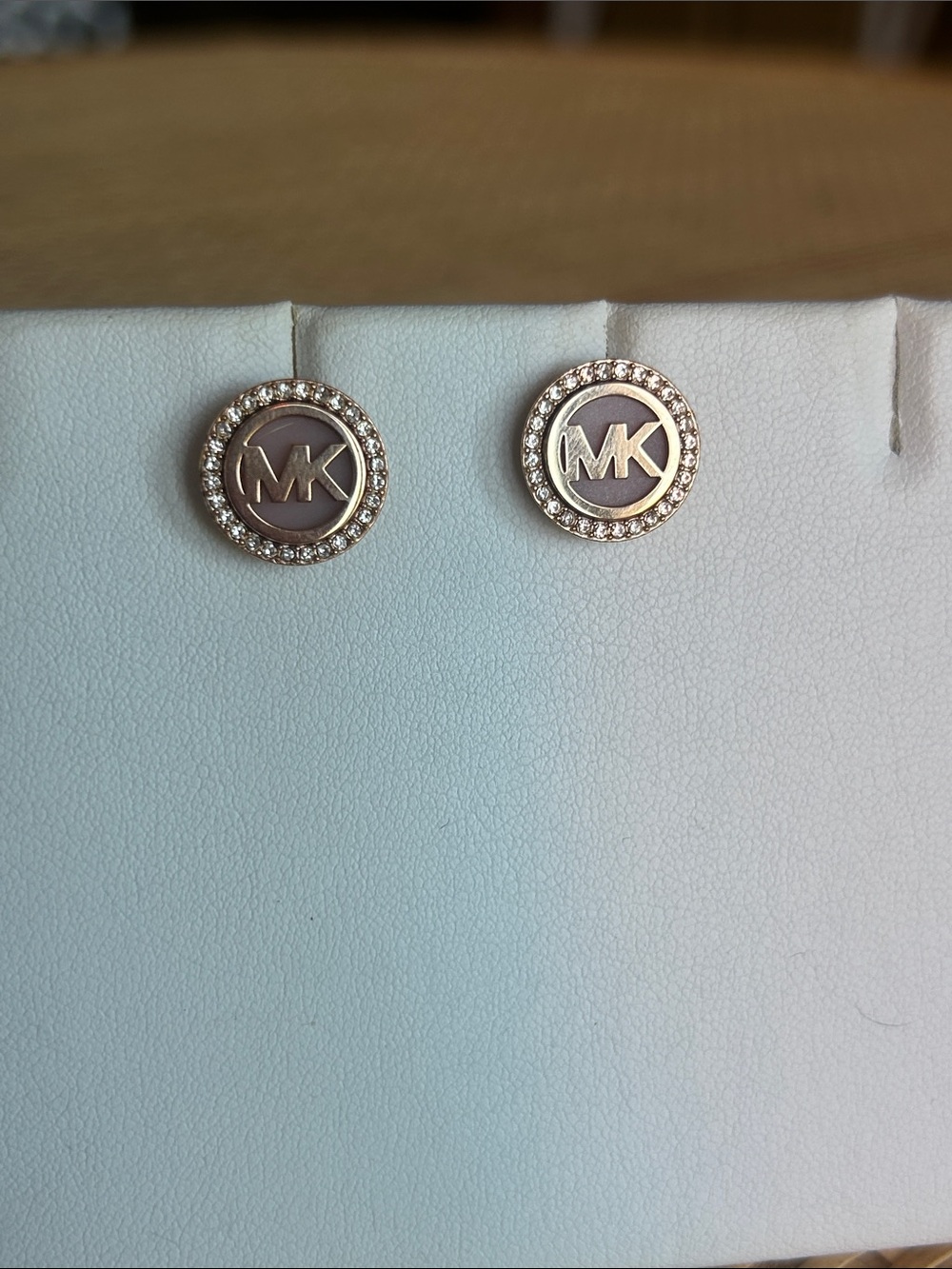 Michael Kors Rose Gold MK Crystal Halo Stud Earrings